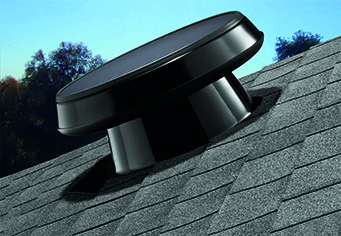 Roof mounted ventilation fan with a high profile.